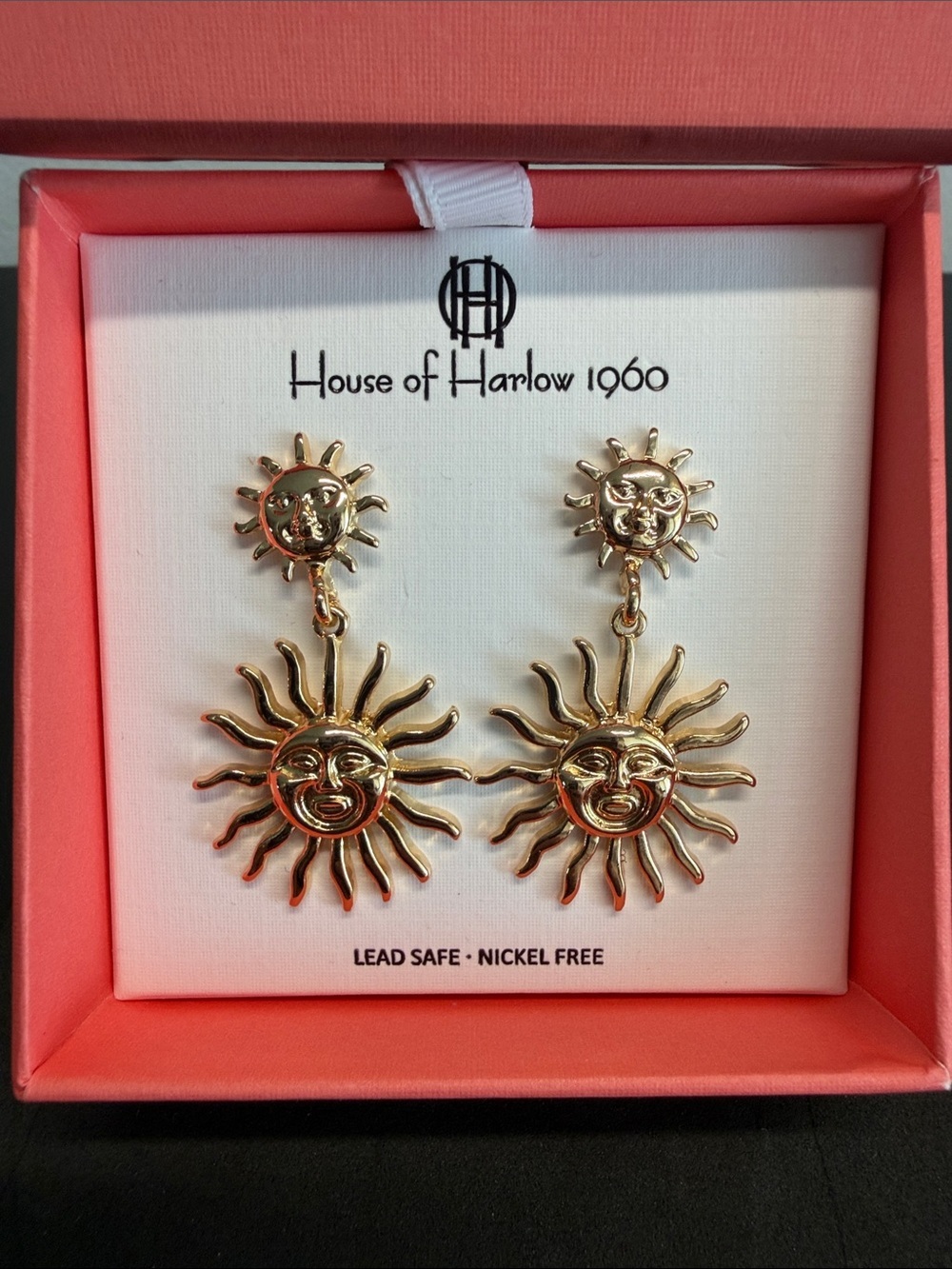 House of Harlow 1960 | Gold Tone Double Sun Drop Celestial Statement Earrings 🌞